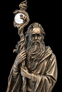 dekorativ figur af Merlin i bronze